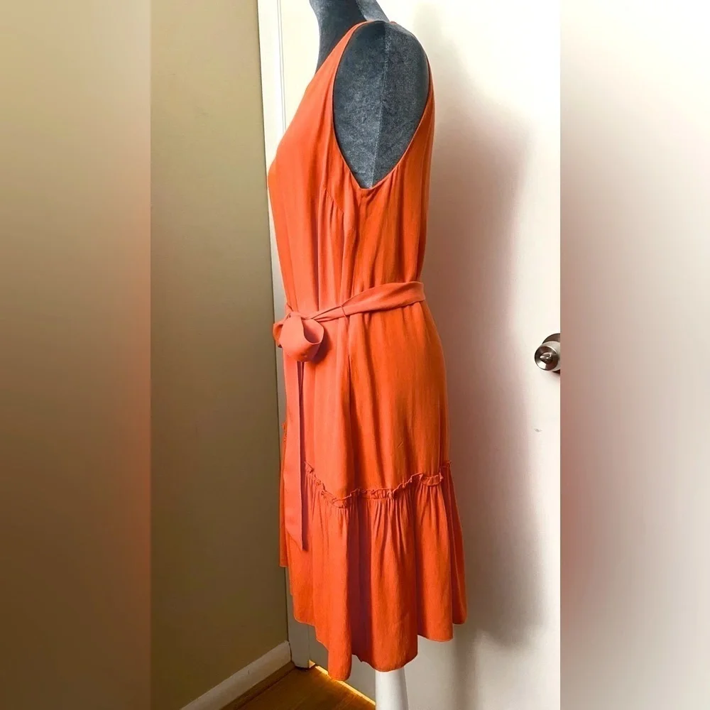 Banana Republic Flowy Orange Dress w/Removable Tie Belt & Pockets Size 6